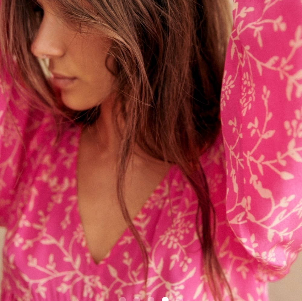Sezane Brune Long Sleeved Pink Floral Blouse - Picture 4 of 6